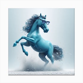 Blue Horse With Glasses 3 Canvas Print