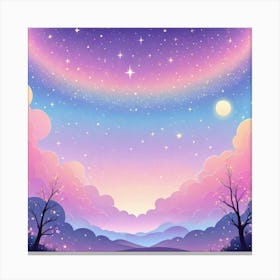 Sky With Twinkling Stars In Pastel Colors Square Composition 18 Canvas Print