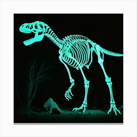 Dinosaur Skeleton Bones Glow Dark Prehistoric Fossil Paleontology Radiant Luminescent Haun (3) Canvas Print