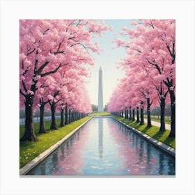 Washington Monument And Cherry Blossoms Stampe su tela