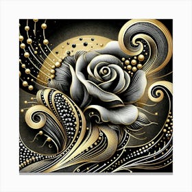 Black And Gold Rose 1 Canvas Print