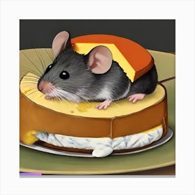Surrealism Art Print | Mouse Sandwiched With Brie Cheese Canvas Print