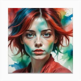 Portrait Of A Girl With Colorful Hair Canvas Print