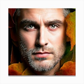 Firefly Weathered Man With Deep Green Eyes And Autumn Leaves 43523 Canvas Print