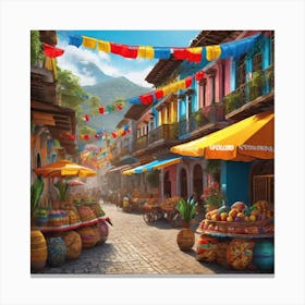 Street Market In Guatemala Canvas Print
