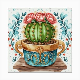 Cactus In A Pot 6 Canvas Print