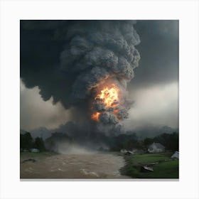 Ash Cloud Rising From A River Canvas Print