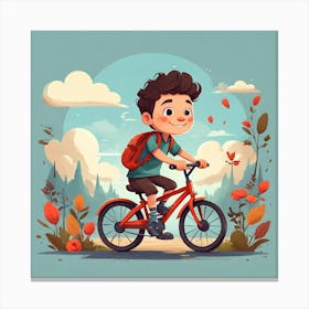 Boy Riding A Bike 1 Canvas Print