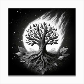 Black and white tree 2 Canvas Print