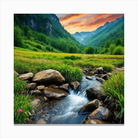 Sunset In The Mountains Canvas Print