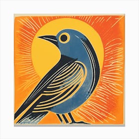 Retro Bird Lithograph Bluebird 2 Canvas Print