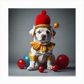 Circus Puppy (Series) Clown Canvas Print