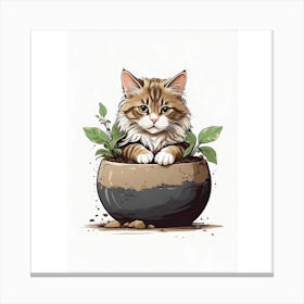 Cat In A Pot Canvas Print