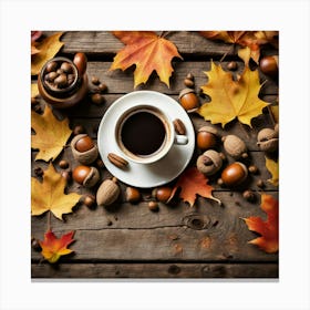 Autumn Leaves And Coffee 15 Canvas Print