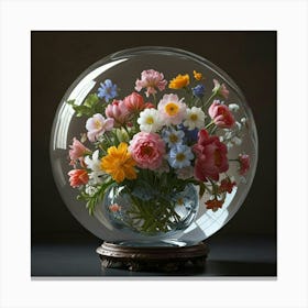 Flowers In A Glass Vase Canvas Print