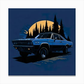 Car Blue Artwork Of Graphic Design Flat (131) Canvas Print