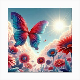 Butterfly And Flowers 22 Canvas Print