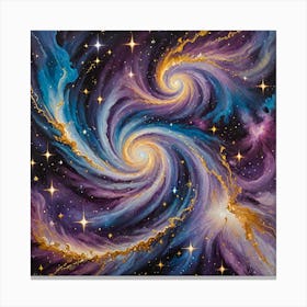 A Surreal Abstract Painting With Swirling Galaxies Nebulae And Stars Using Deep Blues Purples And Go 3925856795 Canvas Print