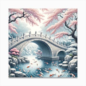 Koi Pond Bridge Canvas Print