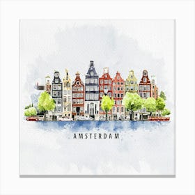 Amsterdam City Watercolor Art Canvas Print