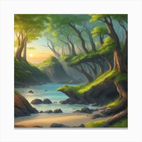 Fantasy Landscape With Trees Canvas Print