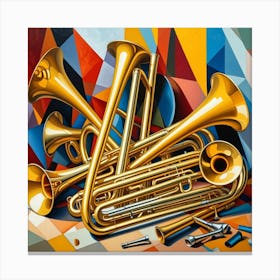 Trombones Cubism Style Canvas Print