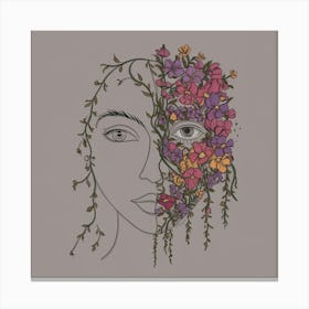 A captivating illustration of a stylized face with a monochromatic outline, 1 Canvas Print