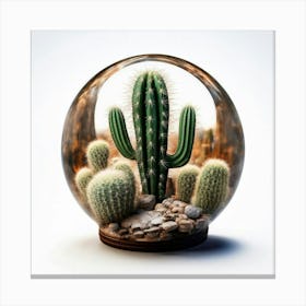 Cactus In A Glass Ball Canvas Print