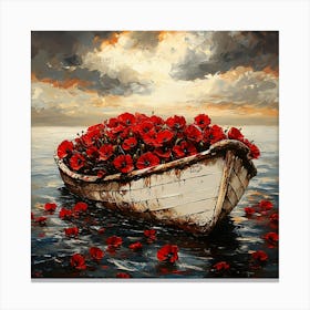 Poppies In A Boat 8 Canvas Print