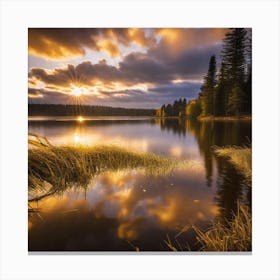 Sunset At Lake 1 Canvas Print