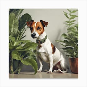 Jack Russell And Plant 2 Canvas Print