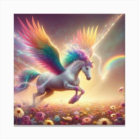 Unicorn In The Meadow Canvas Print