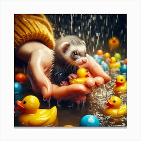 Ferret In The Rain 2 Canvas Print