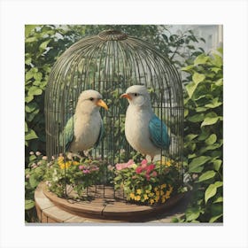 Birds In A Cage Canvas Print