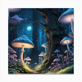 Mushrooms In The Forest Canvas Print