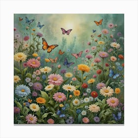 Butterflies In The Meadow Canvas Print