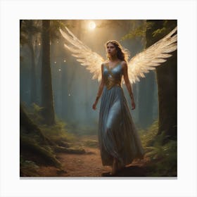 Angel Walking In A Forest Canvas Print