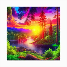 Sunset In The Forest 15 Canvas Print