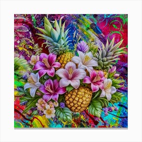 Pineapples And Lilies Canvas Print