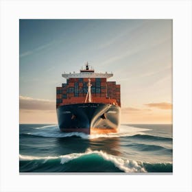 Large Container Ship In The Ocean Canvas Print