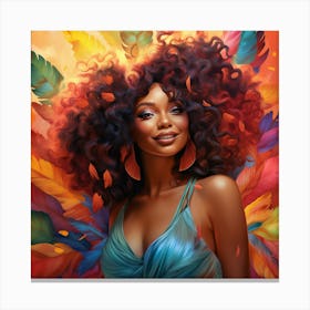 Afro Girl With Feathers Canvas Print