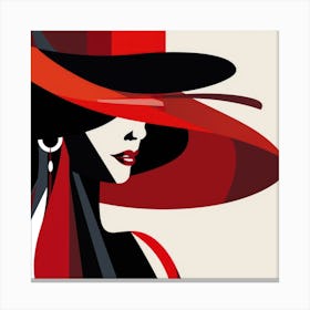 Woman In Red Hat Canvas Print