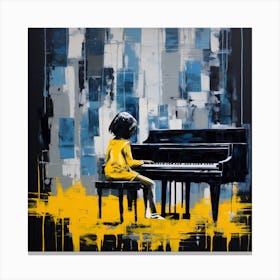 Girl Playing Piano Canvas Print