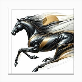 Black Horse Abstract Illustration Canvas Print