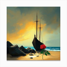 Rose On The Beach 2 Canvas Print