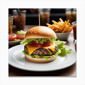 Hamburger And Fries 9 Canvas Print