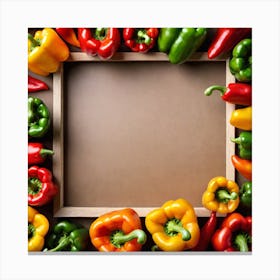 Colorful Peppers In A Frame 15 Canvas Print