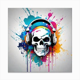 Skull With Headphones 41 Canvas Print