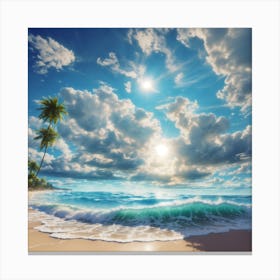 The Beach & Blue Sky Canvas Print