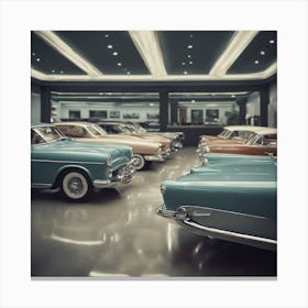 Classic Cars In A Showroom 2 Canvas Print